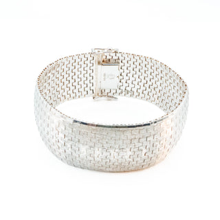 Vintage Sterling Silver Mexican Artist Basket Weave Bracelet - 7.5 Inches