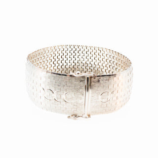 Vintage Sterling Silver Mexican Artist Basket Weave Bracelet - 7.5 Inches