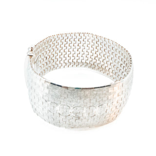 Vintage Sterling Silver Mexican Artist Basket Weave Bracelet - 7.5 Inches