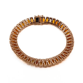Yellow Brown Ethiopian Opal And Zircon 18K Over 925 Tennis Bracelet - 8 Inches