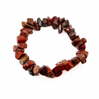 Red Brecciated Jasper Tumbled Gemstone Stretch Bracelet - 7.1 Inches