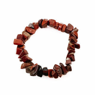 Red Brecciated Jasper Tumbled Gemstone Stretch Bracelet - 7.1 Inches