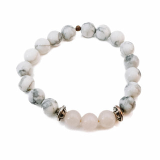Howlite Rose Quartz Stress Relief Bracelet - 7.1 Inches