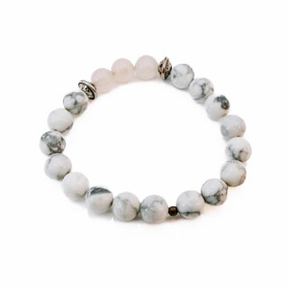 Howlite Rose Quartz Stress Relief Bracelet - 7.1 Inches