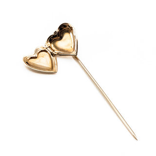Vintage 14K Yellow Gold Heart Locket Stick Pin