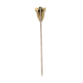Vintage Gold Plated Shield Hat Pin With Purple Rhinestone