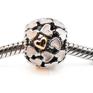 PANDORA Abundance of Love Sterling Silver Heart Bead With 14K Gold & Pink Enamel