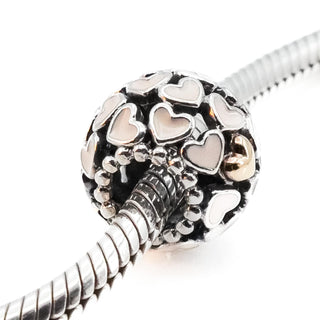 PANDORA Abundance of Love Sterling Silver Heart Bead With 14K Gold & Pink Enamel
