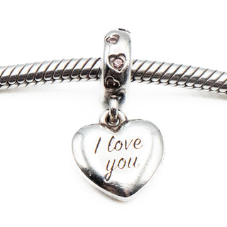 PANDORA Mom Script Heart Dangle Sterling Silver Charm