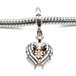 PANDORA Rare Rose Celestial Compass Angel Wings Dangle