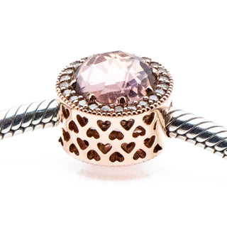 PANDORA Rose™ Retired Radiant Hearts Charm with Blush Pink Crystal