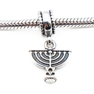 PANDORA Retired Menorah Religious Dangle Bead Sterling Silver Charm