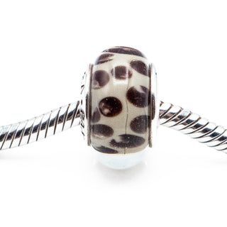 PANDORA RARE Snow Leopard Murano Glass Charm With Sterling Silver Core