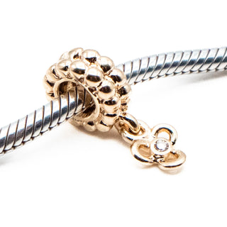 PANDORA Retired 14K Gold Trinity Dangle Charm With Genuine Diamond