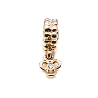 PANDORA Retired 14K Gold Trinity Dangle Charm With Genuine Diamond