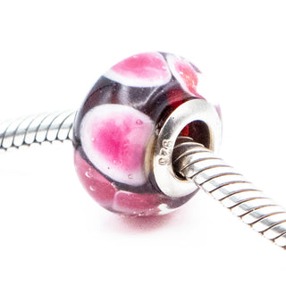 Chrysalis Pink Purple Murano Glass Charm With Sterling Silver Core