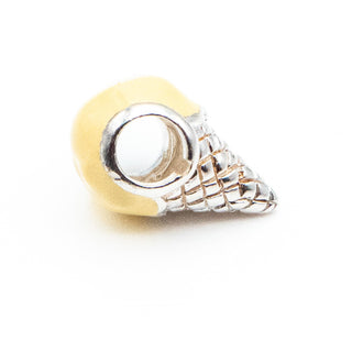 Truth Jewellery Ice Cream Cone Sterling Silver Charm With Yellow Enamel