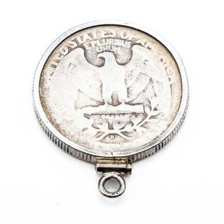 1936 D Silver Quarter Sterling Silver Charm Pendant