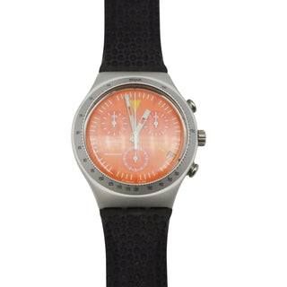 Swatch Arancia Infocata Irony Chrono Black, Orange And Silver Watch YCS4029