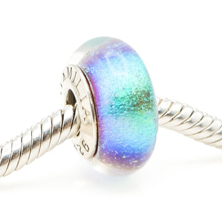 Chamilia Iridescent Collection Blue Spectrum Murano Glass Charm With Sterling Silver Core