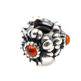 Pandora July Birthday Blooms Sterling Silver Charm With Carnelian Retired