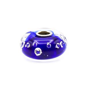 TROLLBEADS Rare The Diamond Bead Blue Glass Sterling Silver Core Charm