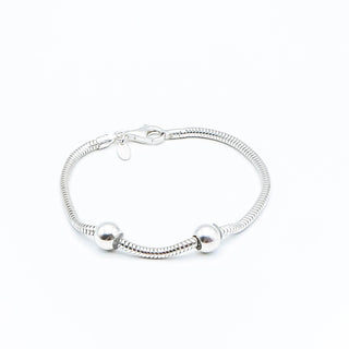Zable 7.5-Inch Sterling Silver Snake Chain Charm Bracelet With Lobster Claw Clasp and Stoppers