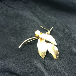 Vintage PPC 12 Karat Gold Filled Leaf Brooch With Freshwater Pearl
