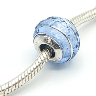 Charmed Memories Blue Murano Charm With Sterling Silver Core