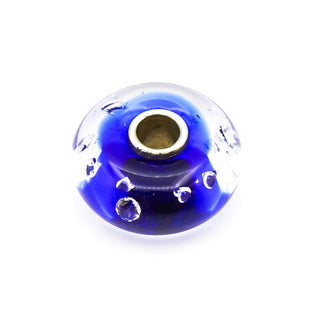TROLLBEADS Rare The Diamond Bead Blue Glass Sterling Silver Core Charm