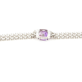 Lehrer Designs Amethyst Torusring Sterling Silver 7.5-Inch Chain Link Gemstone Bracelet With Diamonds