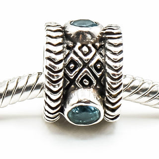 Ornate Blue Topaz Sterling Silver Charm