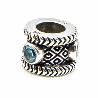 Ornate Blue Topaz Sterling Silver Charm