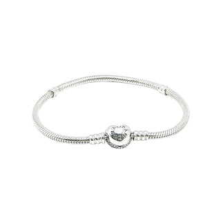 PANDORA Moments Sparkling Sterling Silver Charm Bracelet With Heart Pave Clasp - 7.9 Inches