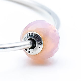 PANDORA ESSENCE Friendship Sterling Silver Charm With Pink Crystal