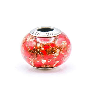QG Brand Red Murano Glass Charm With Sterling Silver Core