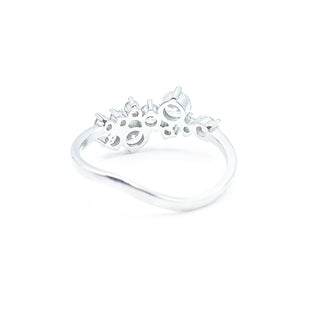IBB Sterling Silver Floral Ring With Cubic Zirconia Size 8.5