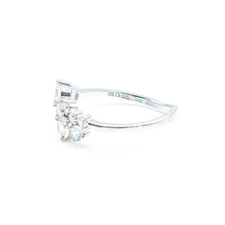 IBB Sterling Silver Floral Ring With Cubic Zirconia Size 8.5
