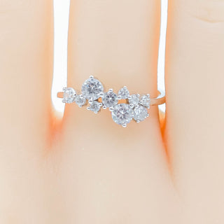 IBB Sterling Silver Floral Ring With Cubic Zirconia Size 8.5