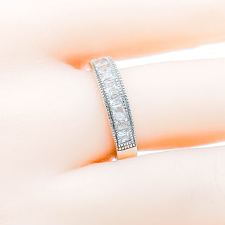 Cubic Zirconia Half Eternity Band Size 8 1/2 in Sterling Silver