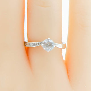Vintage Cubic Zirconia Engagement Ring Size 6.75 in Sterling Silver