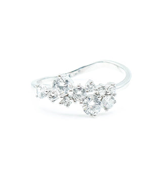 IBB Sterling Silver Floral Ring With Cubic Zirconia Size 8.5