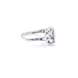 Vintage Sterling Silver Intertwining CZ Hearts Ring Size 6