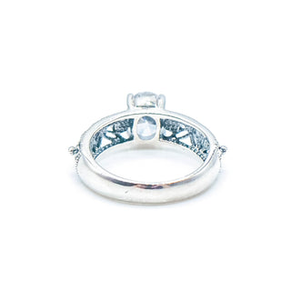 Nevada Silver Mine Cubic Zirconia Sterling Silver Floral Filigree Ring Size 6
