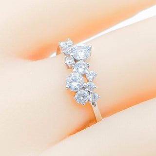 IBB Sterling Silver Floral Ring With Cubic Zirconia Size 8.5