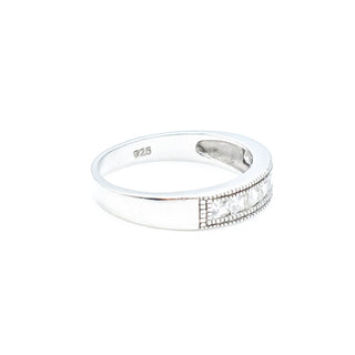 Cubic Zirconia Half Eternity Band Size 8 1/2 in Sterling Silver