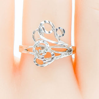 Sterling Silver Freeform Diamond Cut Ring Size 8