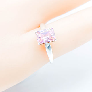 Pink Tourmaline Solitaire Ring Size 5 in Sterling Silver