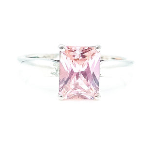 Pink Tourmaline Solitaire Ring Size 5 in Sterling Silver