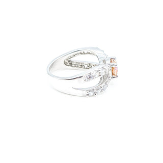 Mystic Topaz Infinity Ring Size 6 With Cubic Zirconia in Sterling Silver